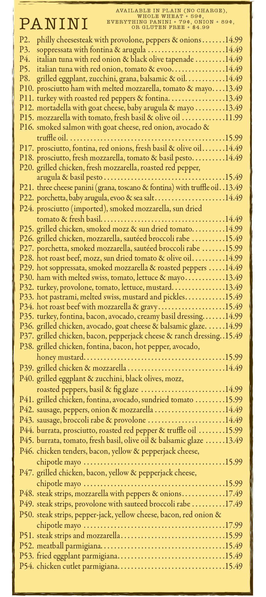 Bay Ridge Location Menu Photos
