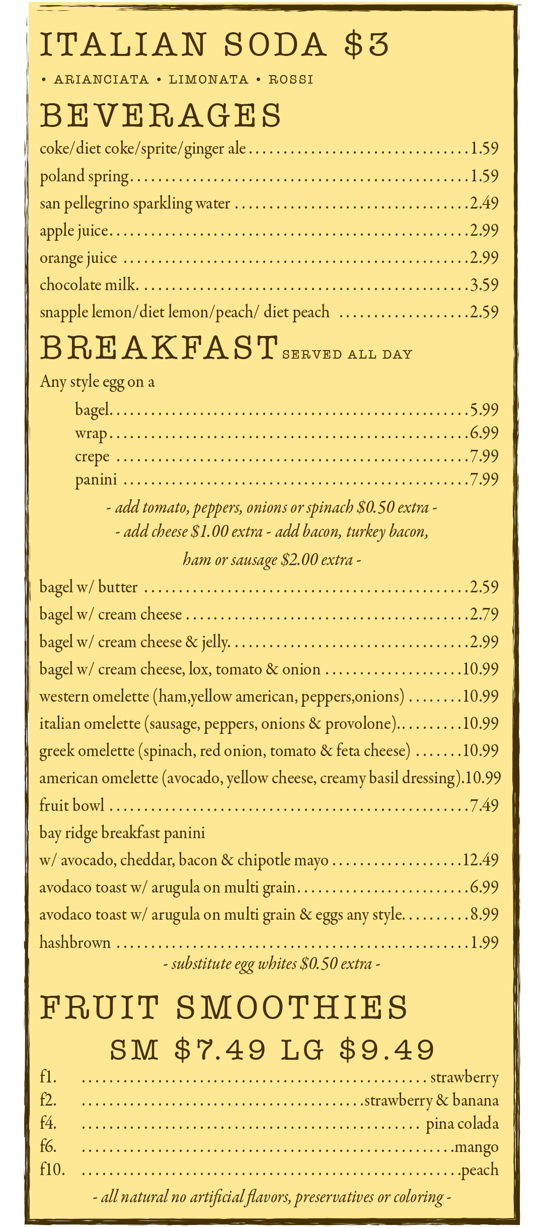 Bay Ridge Location Menu Photos