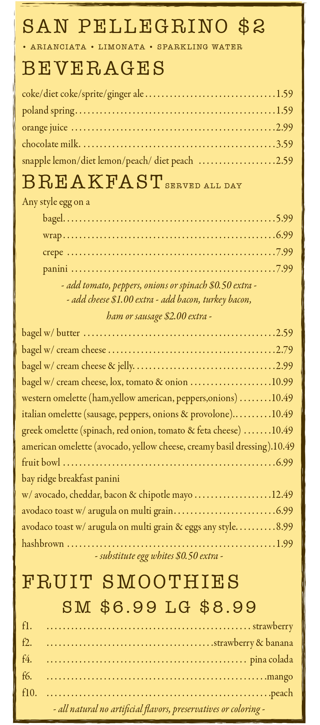 Bay Ridge Location Menu Photos