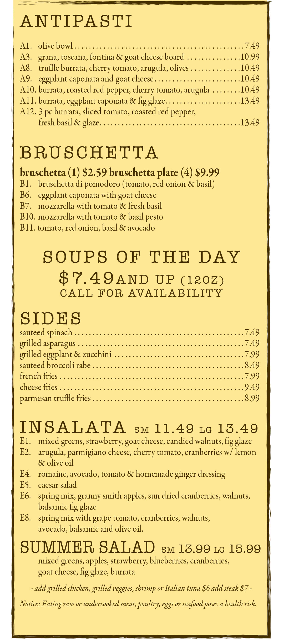 Huguenot Location Menu Photos
