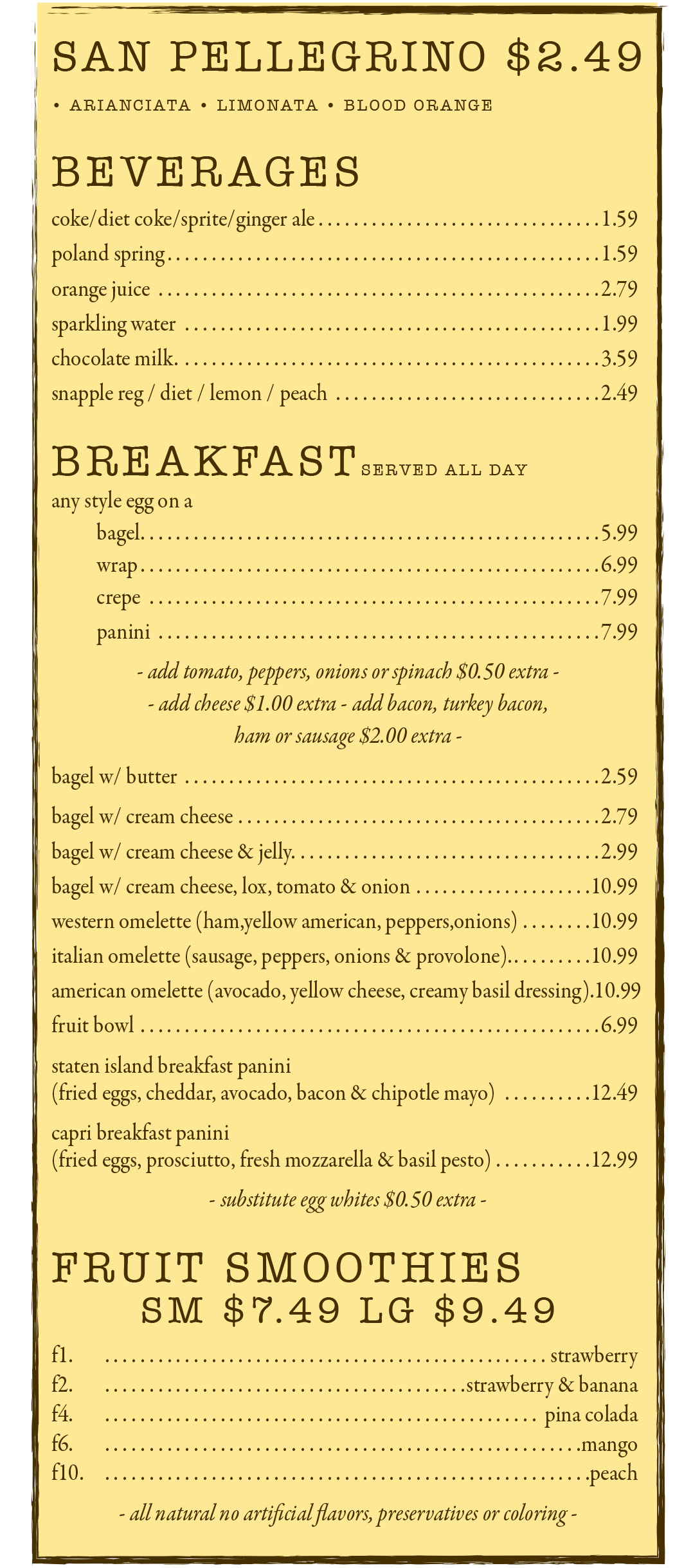 Huguenot Location Menu Photos